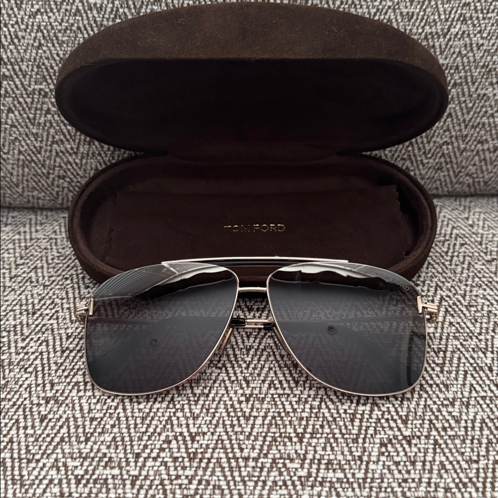Tom Ford Full Rim Sunglasses in Gold and Grey Smoke